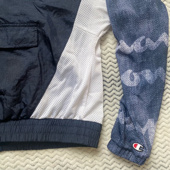 Blue and White Mesh Champion Half Zip Small Pullover Top - Picture 5 of 6